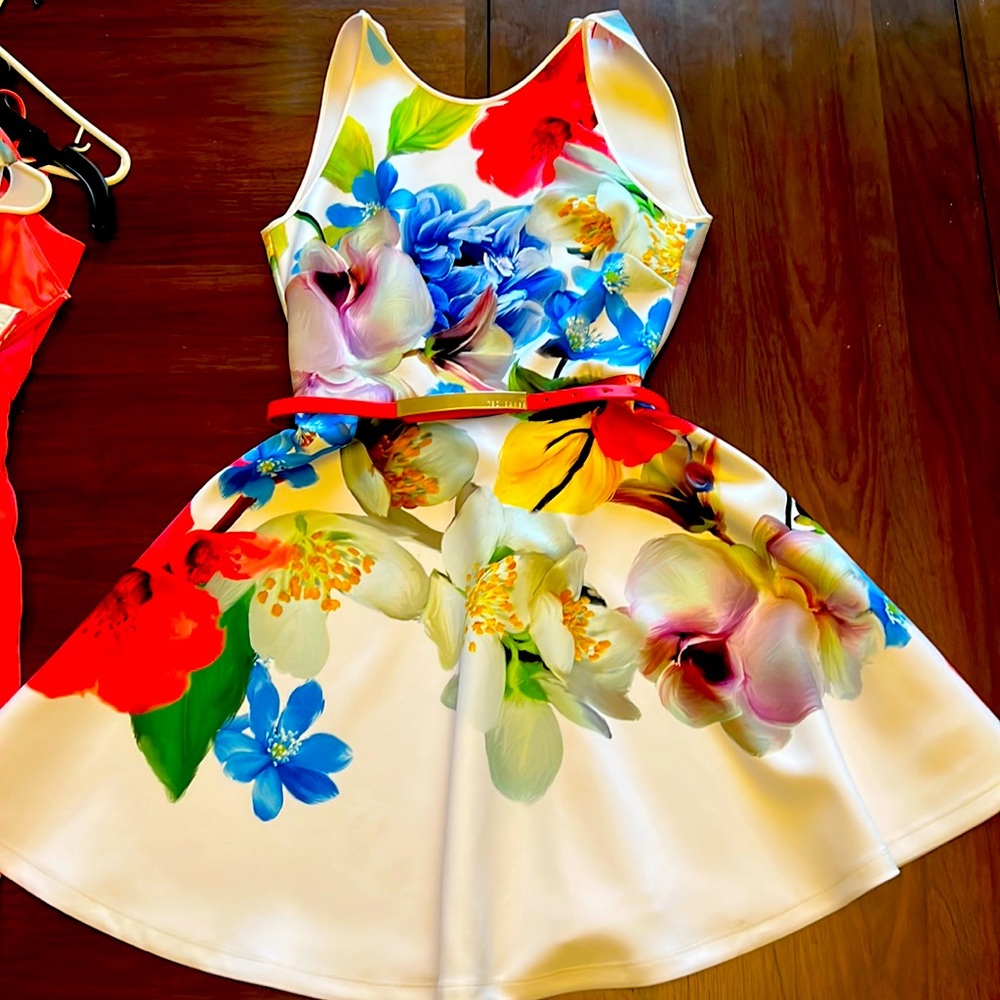Flowered fit and flare dress